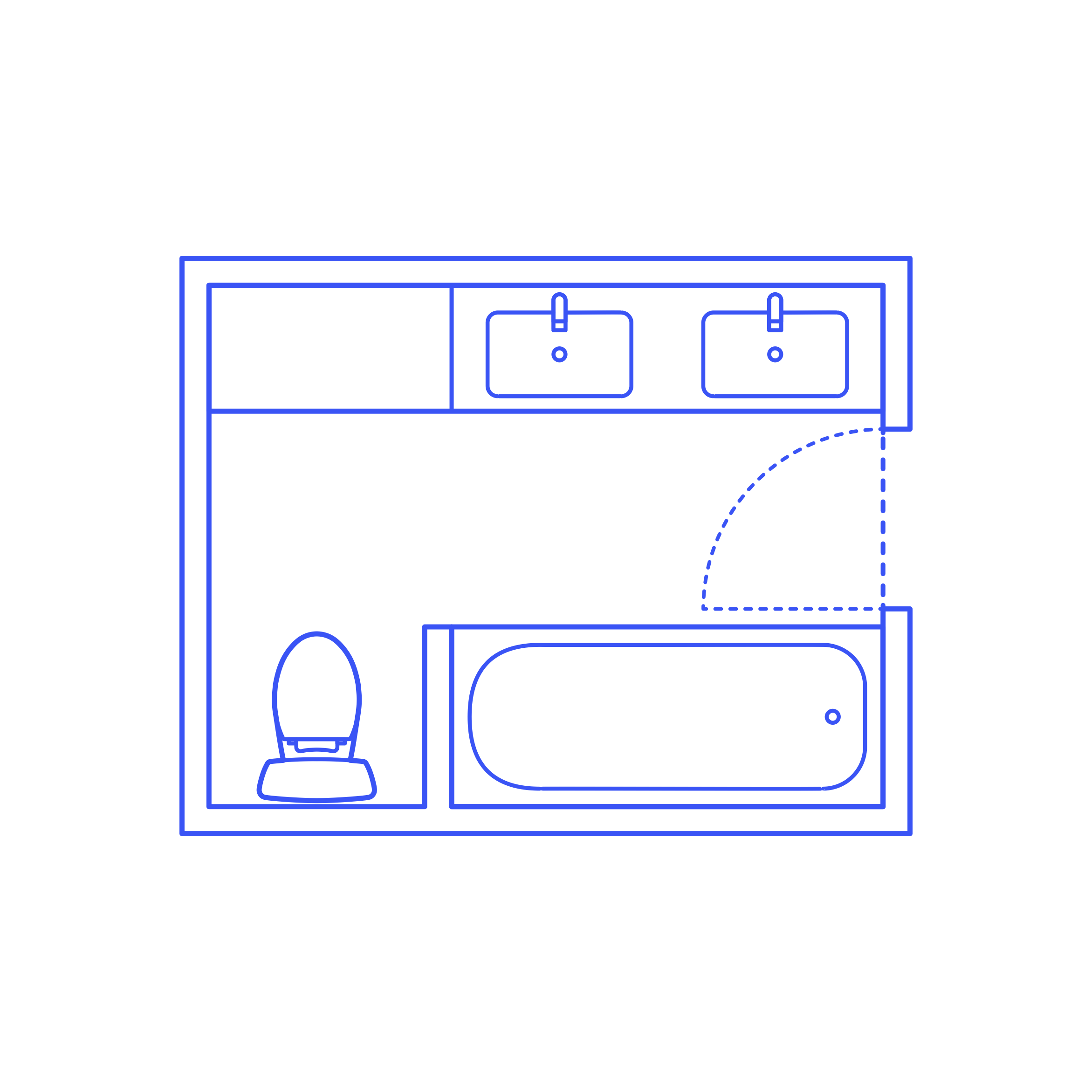 Layouts Bathrooms Primary 2 Wall Facing Blueprint Style Svg Vector Free Vectors